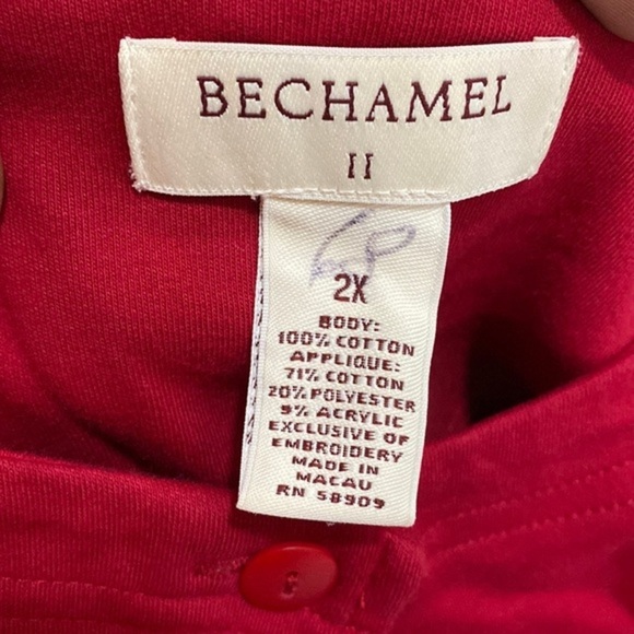 Bechamel Red Embroidered Snowman & Snowflakes Button Front Cardigan Size 2X - Picture 9 of 10